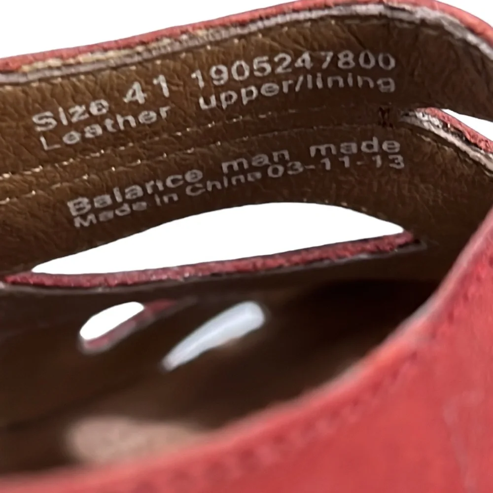 Dansko Felicia Studded Red Leather Comfort Wedges Size 41